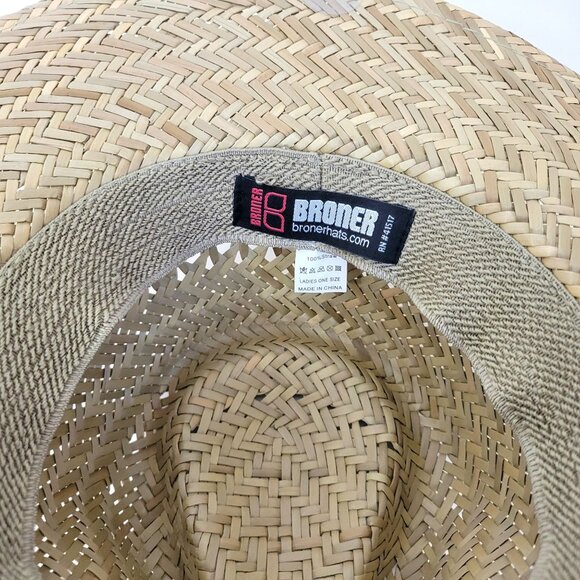 Natural Woven Straw Cowboy Hat With Beaded Trim By Broner Ladies One Size - Picture 5 of 8
